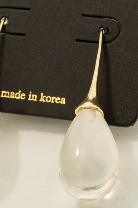 Acrylic Tear Drop Earrings Gold