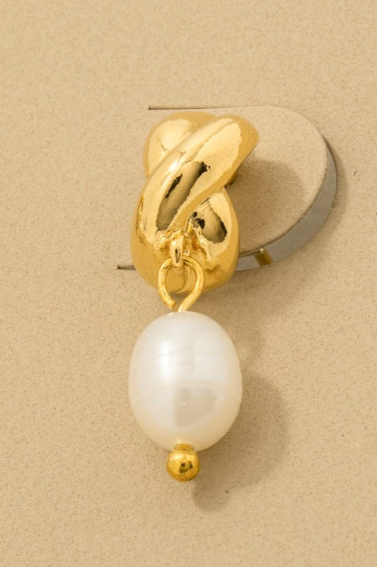 Mini Pearl Drop Earrings Gold
