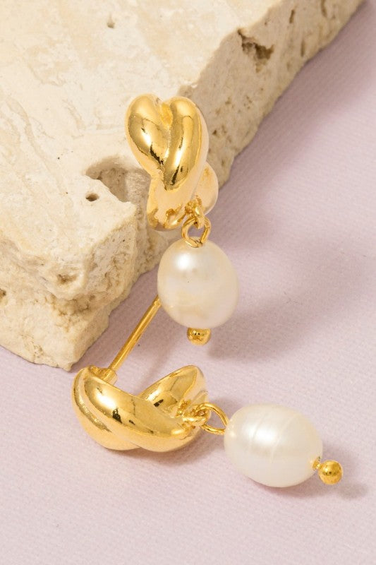 Mini Pearl Drop Earrings Gold