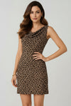 Sleeveless Animal Print Mini Dress Mocha