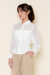 Long Sleeve Button Down Sheer Top White