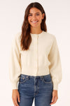 Long Sleeve Button Down Crop Cardigan Ivory