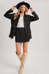 High Waist Faux Suede Wrap Mini Skort Black