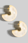 Wide Tube Drop Earrings Gold White