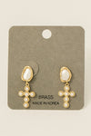 Cross Dangle Drop Earrings Gold