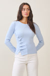  Long Sleeve Button Down Knit Top Blue