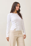 Long Sleeve Button Down Knit Top Ivory