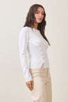 Long Sleeve Button Down Knit Top Ivory