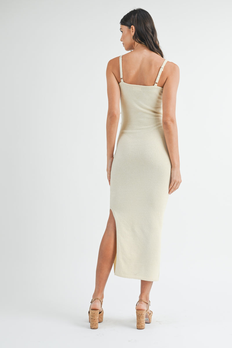 cream knit midi dress Cream Halter Knit Midi Dress