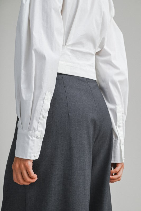 Long Sleeve Double Breasted Crop Top White