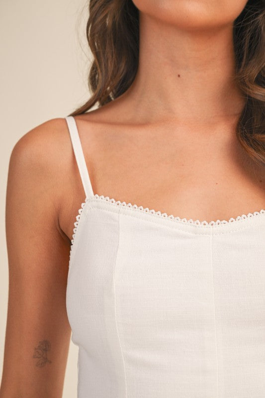 Sleeveless Woven Mini Dress White