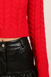 Long Sleeve Cable Knit Sweater Red