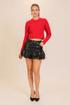 Long Sleeve Cable Knit Sweater Red