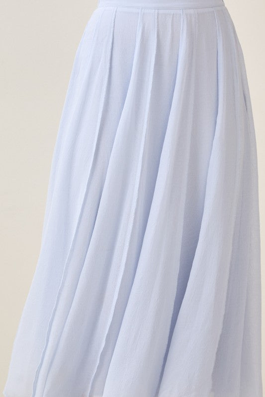 High Waist Mesh Midi Skirt Blue