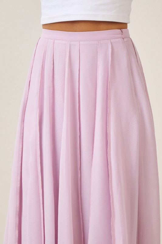 High Waist Mesh Midi Skirt Pink