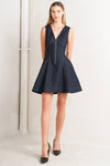 Sleeveless Zip Up Denim Mini Dress Dark Wash