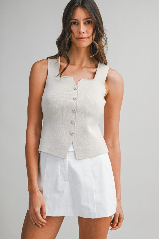 Sleeveless Knit Top Taupe