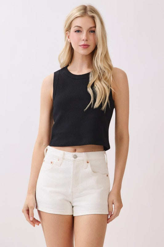 Sleeveless Crop Tank Top Black
