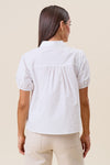 Short Sleeve Button Down Cut Out Top Ivory