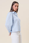 Long Sleeve Button Down Top Blue