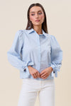 Long Sleeve Button Down Top Blue