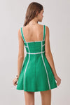 Sleeveless Contrast Stitch Mini Dress Green
