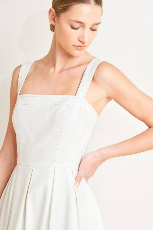 Sleeveless Woven Midi Dress White