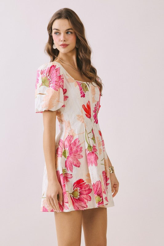 pink and white floral dress short Ruth Pink Floral Print Short Dress | Women's Clothing