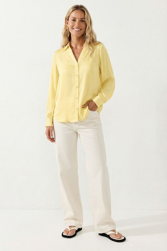 Long Sleeve Button Down Top Yellow