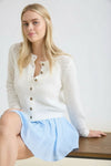 Long Sleeve Button Down Eyelet Knit Cardigan Cream