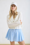 Long Sleeve Button Down Eyelet Knit Cardigan Cream