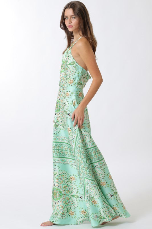 mint halter maxi dress Santona Mint Ruched Halter Maxi Dress