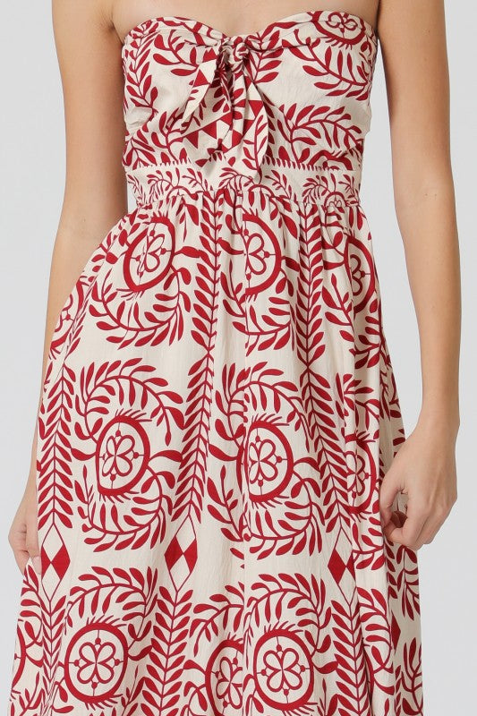 Sleeveless Back Tie Abstract Print Wide Leg Jumpsuit Ivory