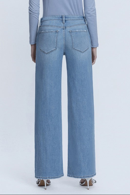 Mid Rise Wide Leg Jeans Medium Wash