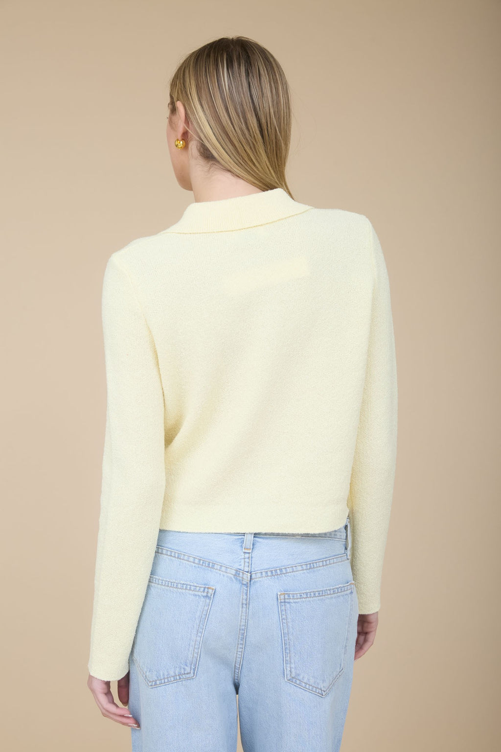 Long Sleeve Button Down Knit Cardigan Yellow