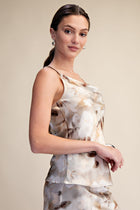 Sleeveless Romantic Floral Print Cami Top Taupe