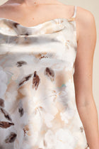 Sleeveless Romantic Floral Print Cami Top Taupe
