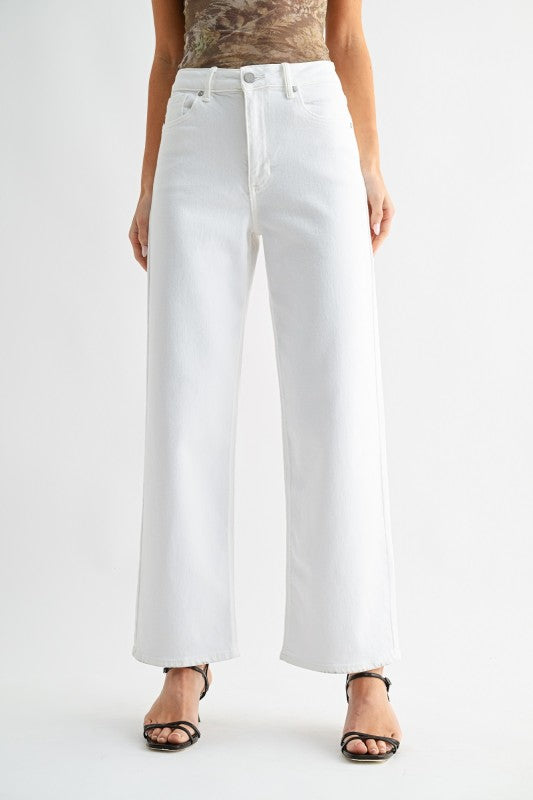 High Rise Straight Leg Jeans White