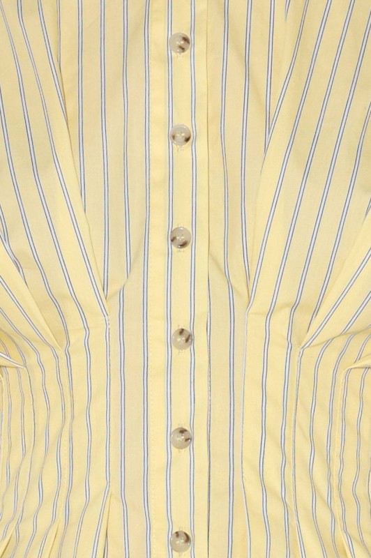 Short Dolman Sleeve Button Down Stripe Print Peplum Top Yellow