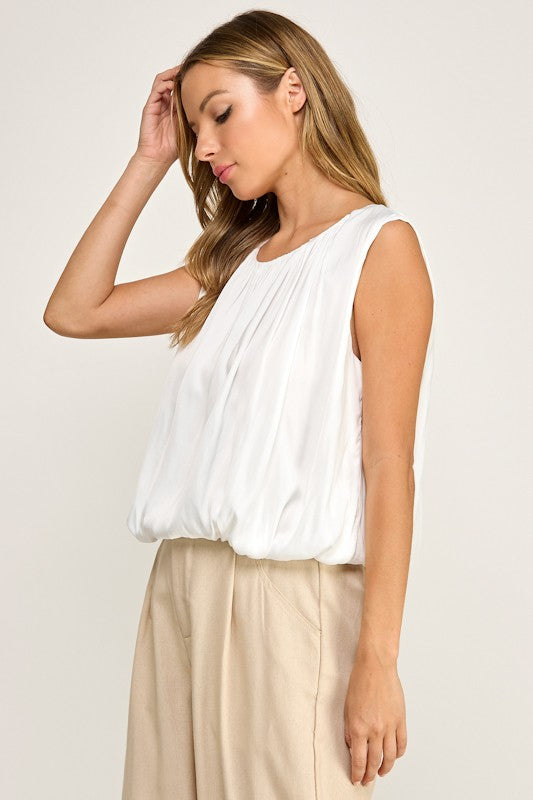 Sleeveless Bubble Top White