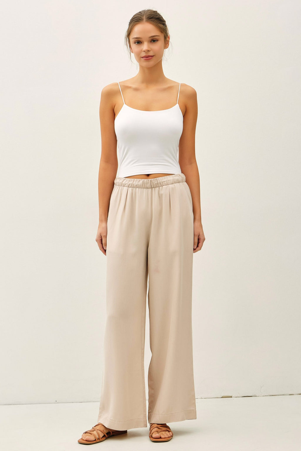 Flowy Wide Leg Pants Sand