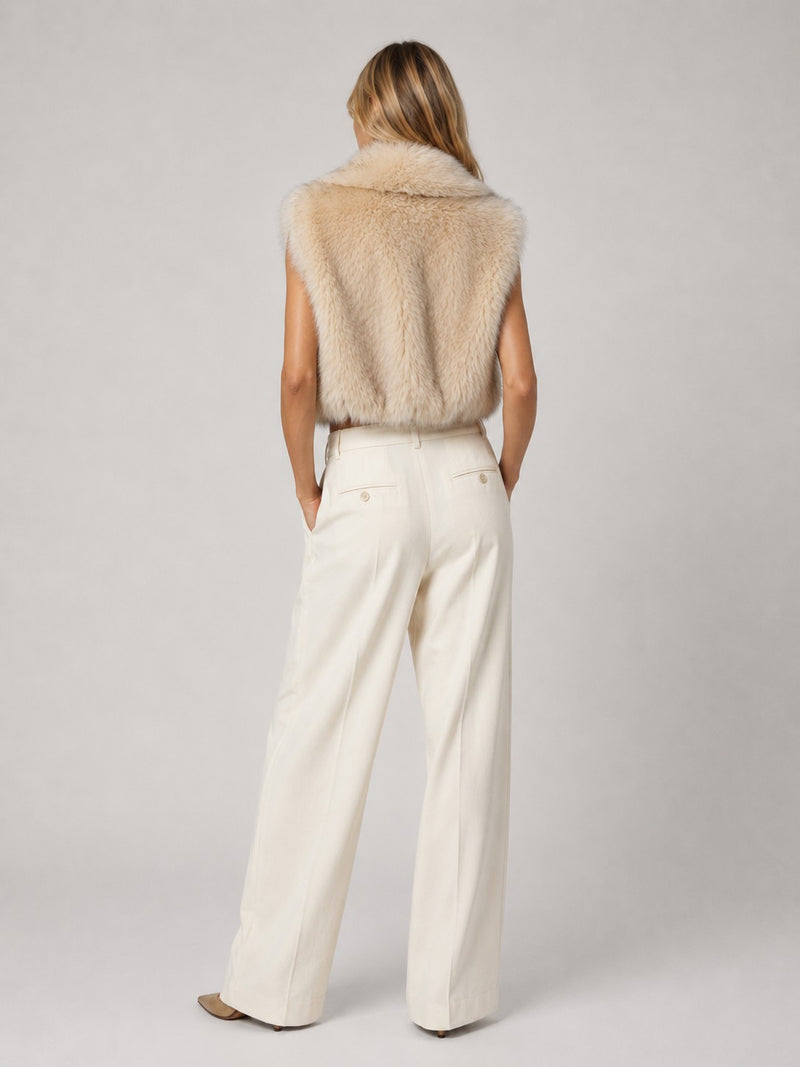 Sleeveless Faux Fur Vest Cream