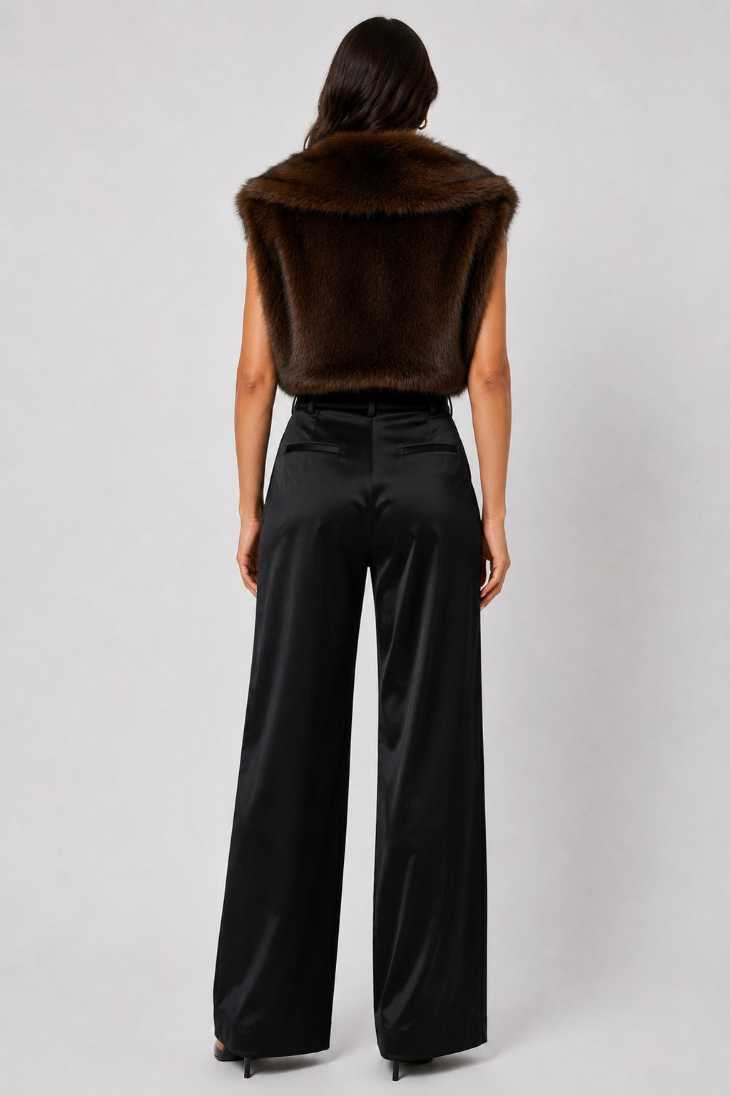 Sleeveless Faux Fur Vest Brown