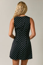 Sleeveless Polka Dot Print Mini Dress Black