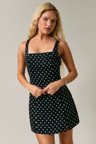 Sleeveless Polka Dot Print Mini Dress Black