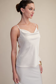 Sleeveless Satin Cami Top Cream