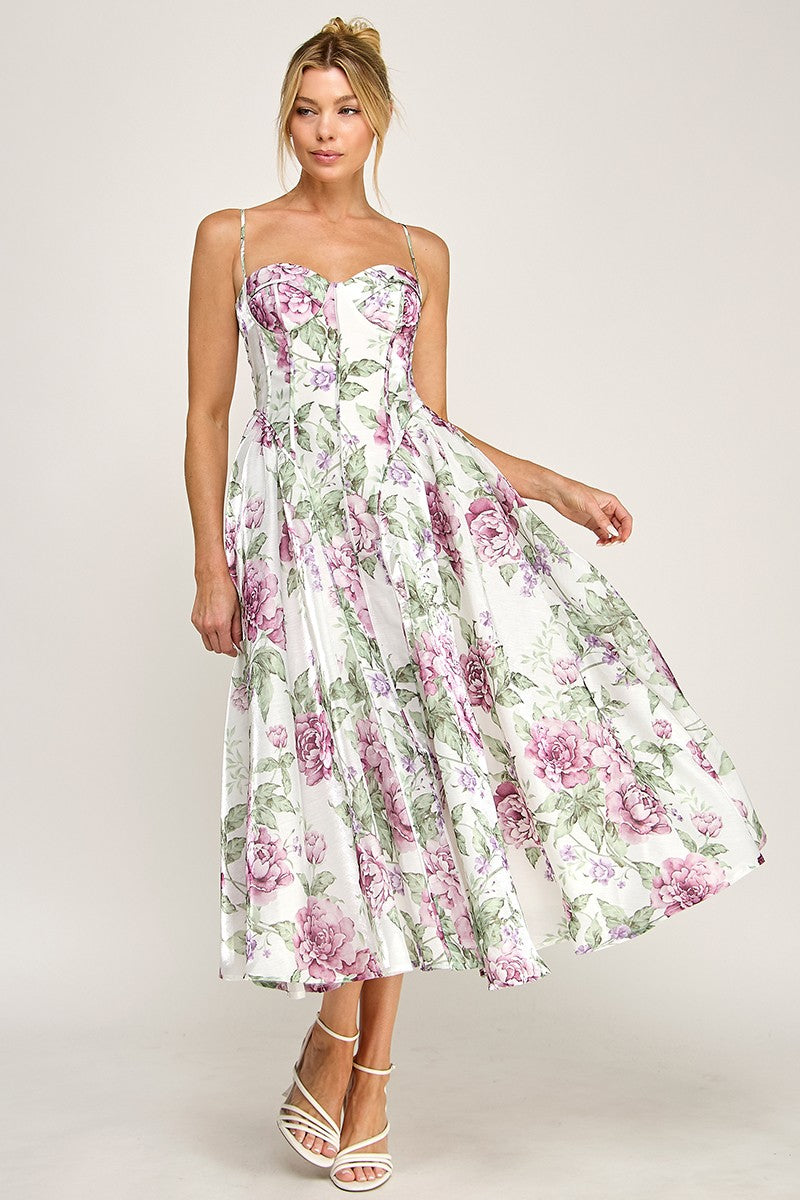 romantic midi dress Waitlist 6/15 • Rumi Sleeveless Dreamy Floral Print Midi Dress Mauve – Miss  Match Group Inc