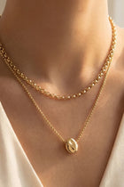 Layered Gold Coin Pendant Necklace Gold