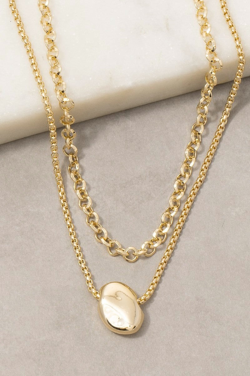 Layered Gold Coin Pendant Necklace Gold