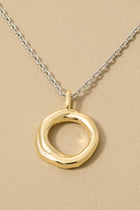 Delicate Chain Two Tone Twisted Circle Pendant Necklace Silver Gold